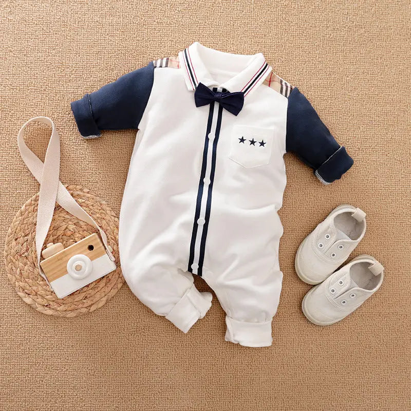 Adorable Gentleman-Style Baby Romper for Special Moments 1