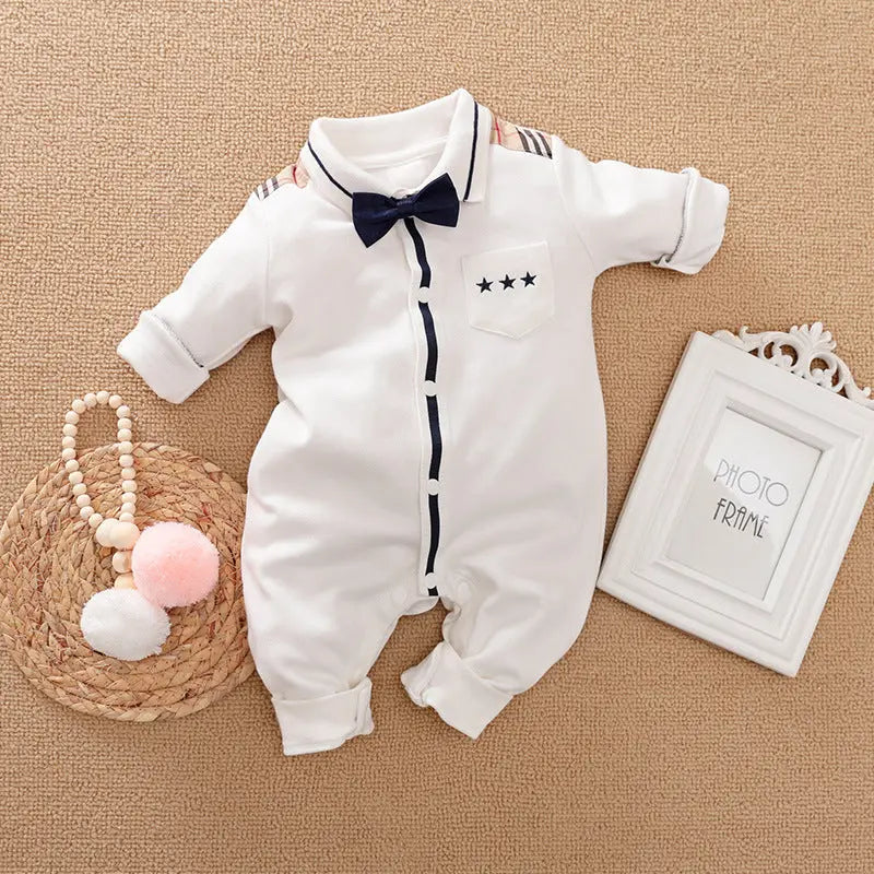 Adorable Gentleman-Style Baby Romper for Special Moments 1