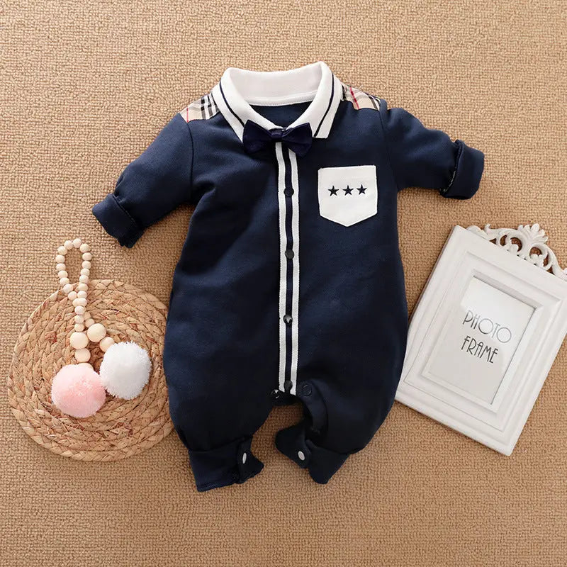 Adorable Gentleman-Style Baby Romper for Special Moments 1