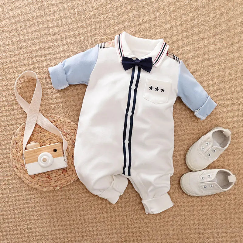 Adorable Gentleman-Style Baby Romper for Special Moments 1