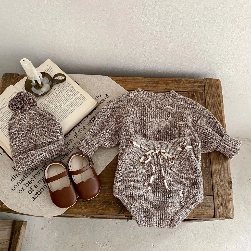 Warm Infant Pullover, Pants, and Hat Set for Girls 1