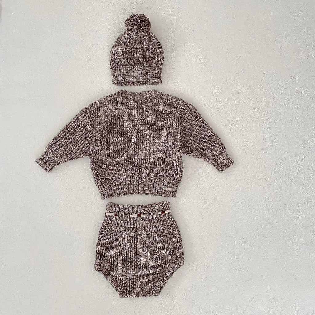 Warm Infant Pullover, Pants, and Hat Set for Girls 1