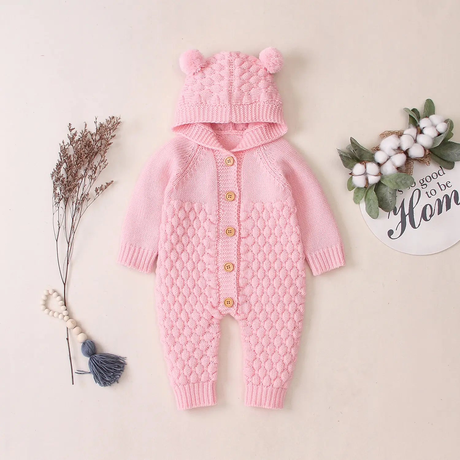 Cute Hooded Knit Jumpsuit for Snuggly Everyday Comfort 1