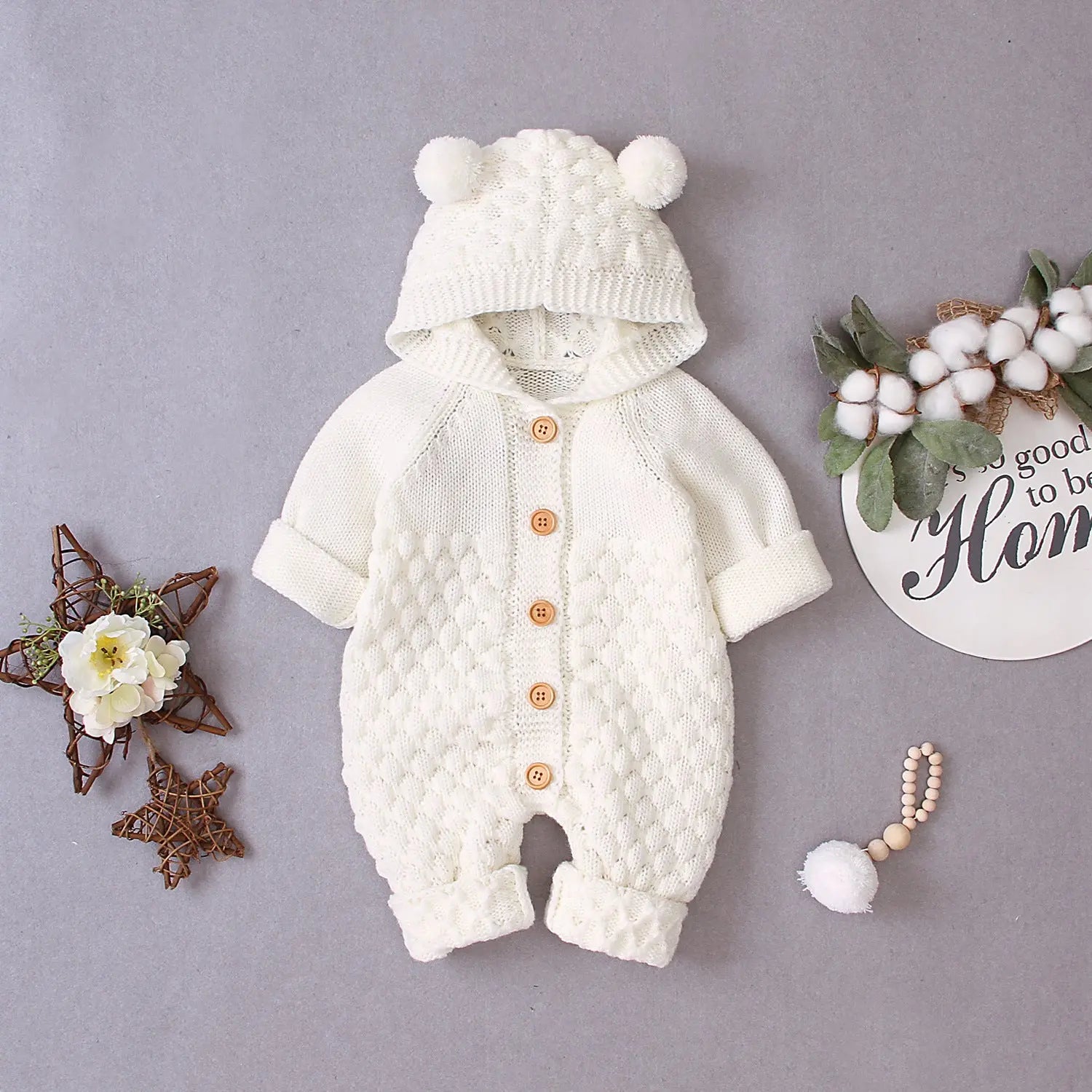 Cute Hooded Knit Jumpsuit for Snuggly Everyday Comfort 1