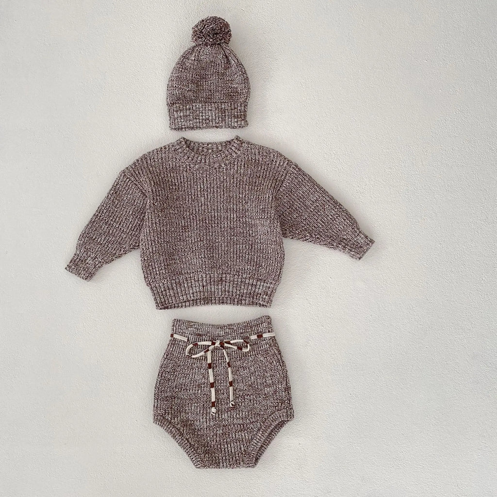 Warm Infant Pullover, Pants, and Hat Set for Girls 1